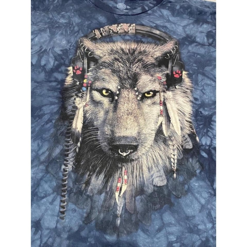 The Mountain Wolf Headphones Tie‎ Dye T Shirt Men's 2XL 100% Cotton